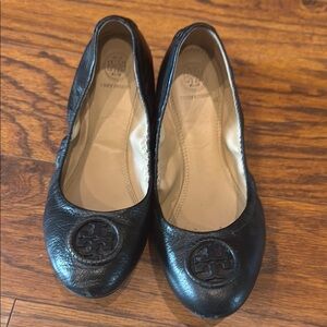 Tory Burch Black Leather Ballet Flats
